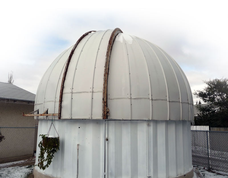 The observatory in Harry Tarasoff and Karen Larson's backyard, featuring the original dome from the U of S observatory. (Yannis Pahatouroglou)