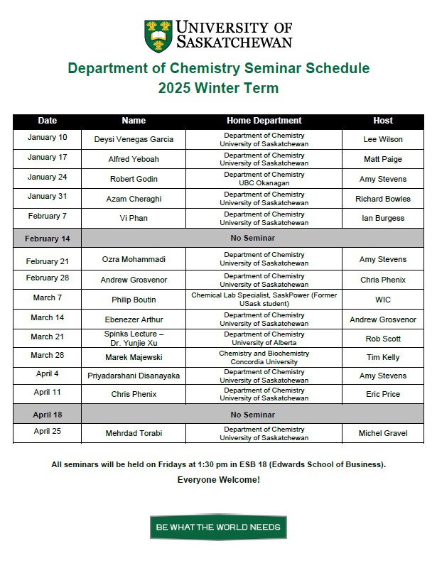 Seminar Schedule Winter 2025