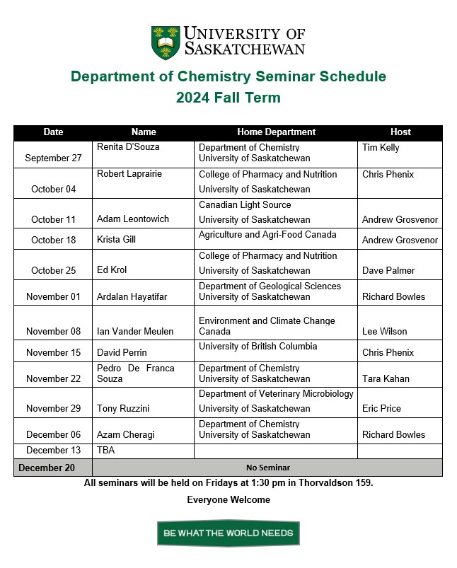 Seminar Schedule Fall 2024