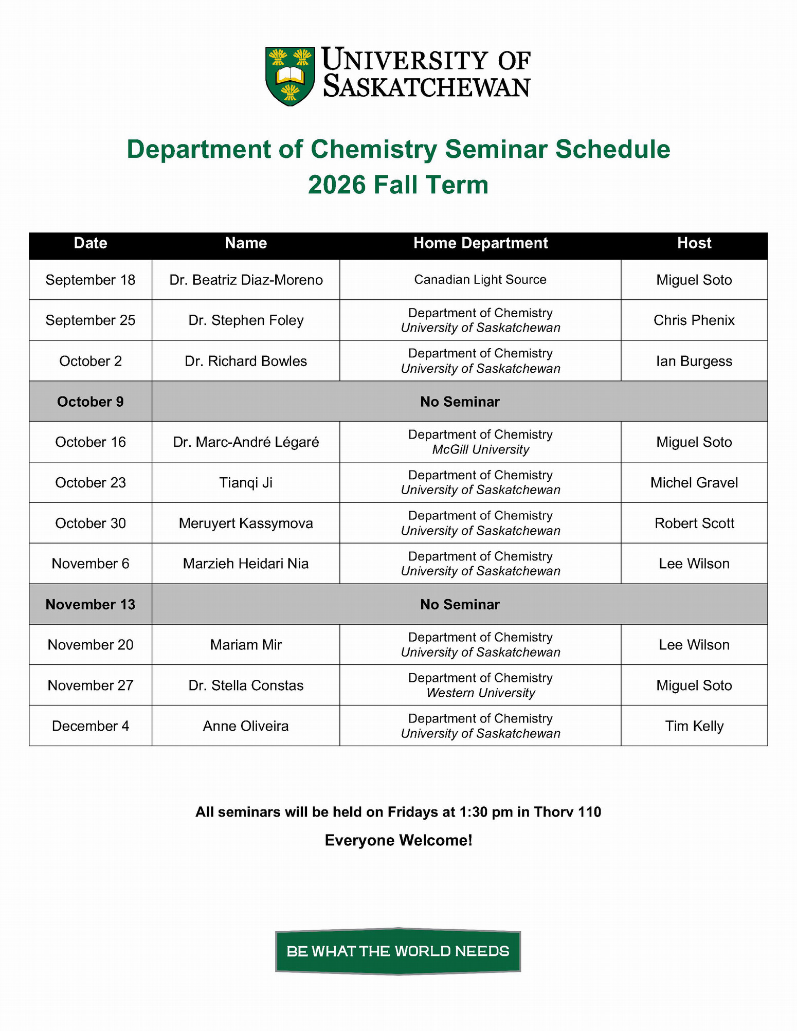Fall 2026 Seminar Schedule