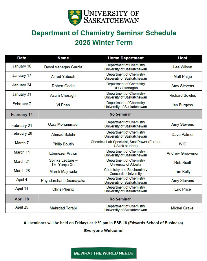 Seminar Schedule Winter 2025