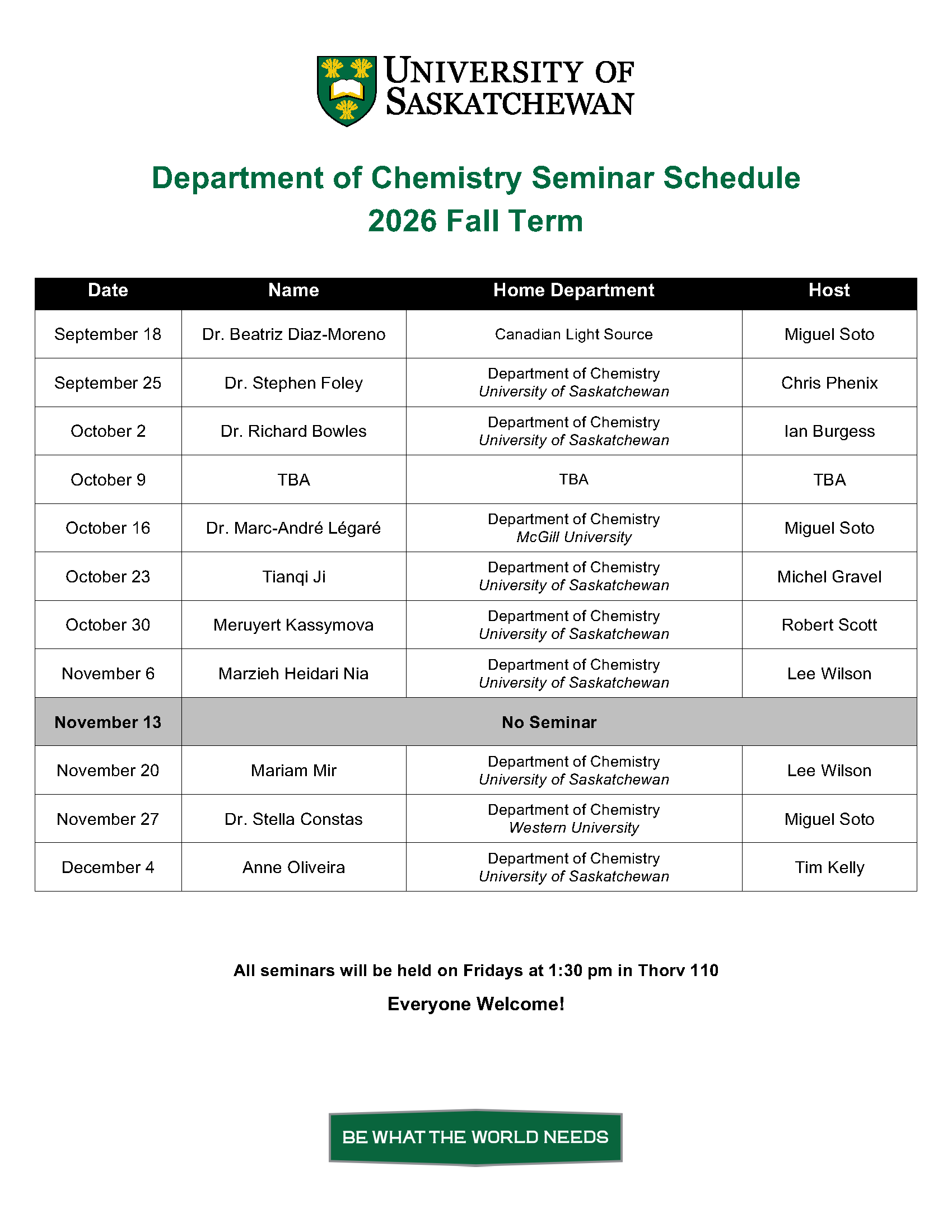 Fall 2026 Seminar Schedule
