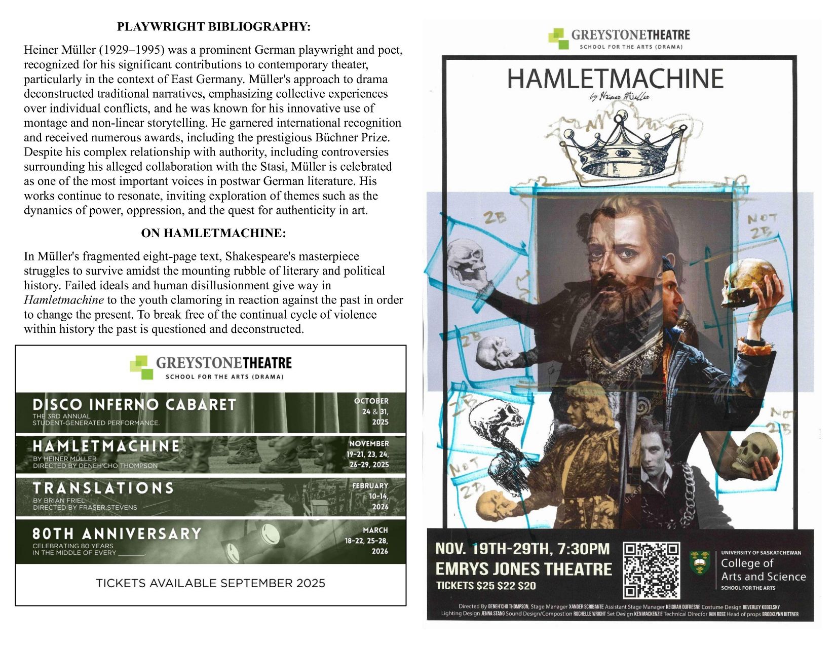 Hamletmachine Program pg 1