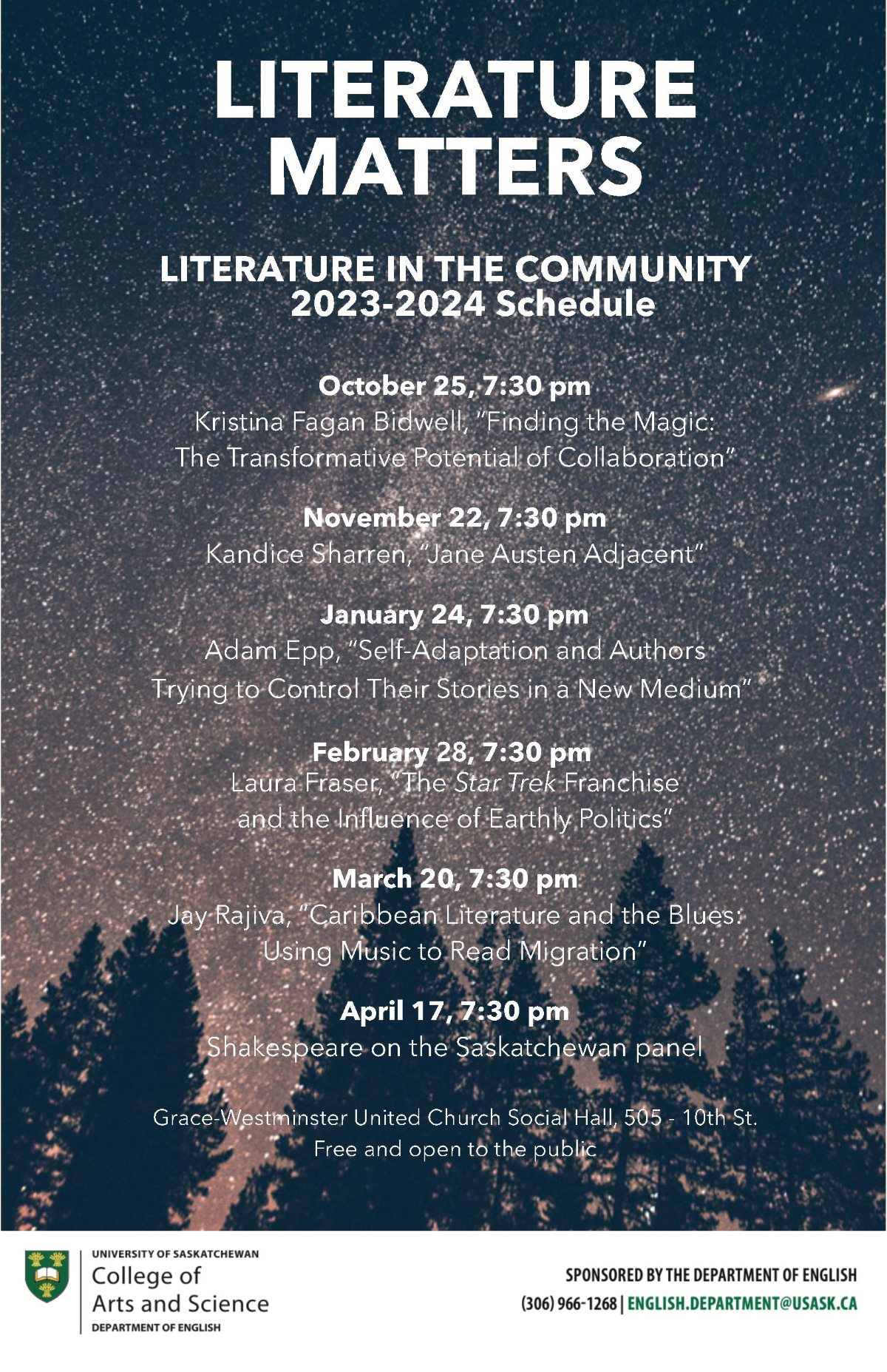Literature Matters Winter 2023-24 Schedule