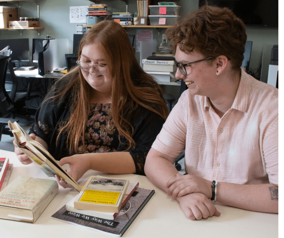 students reading