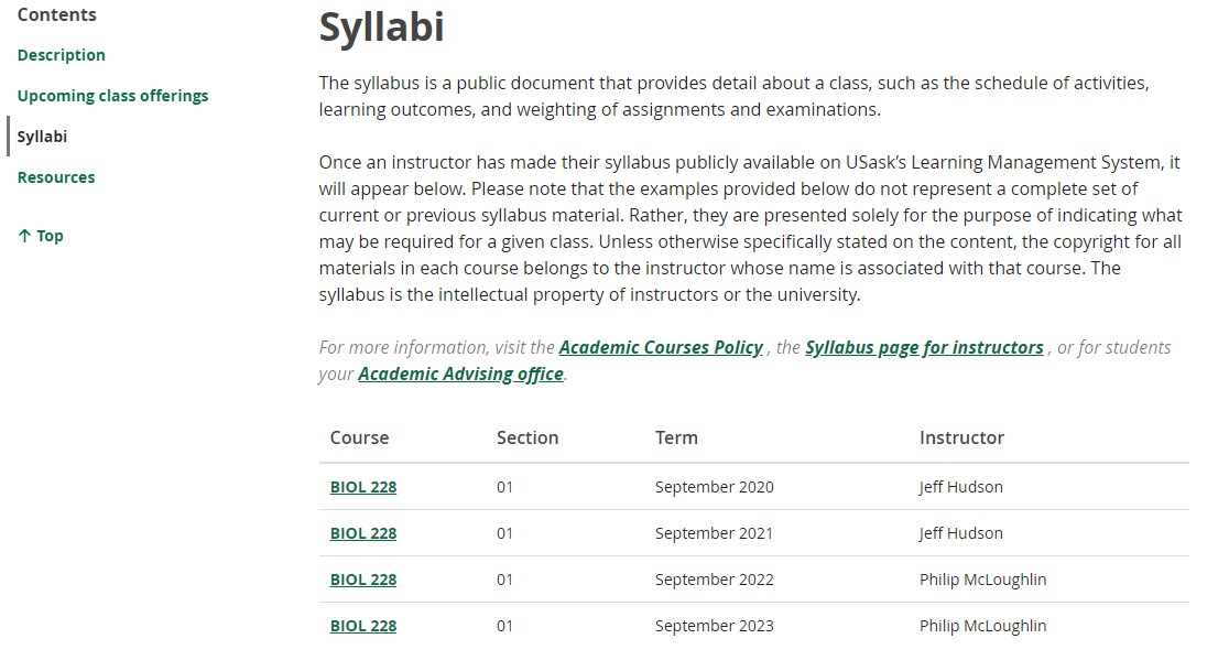 Syllabus Section