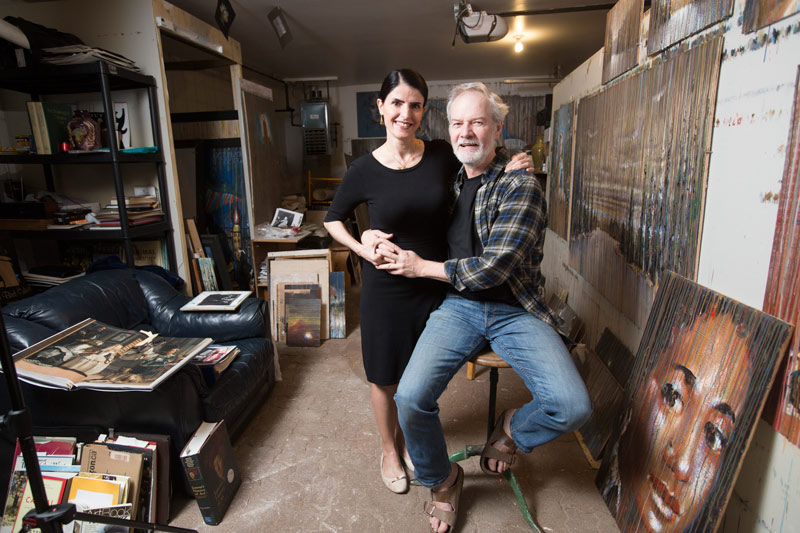 Amirzadeh with her husband, artist Grant McConnell, in his studio at their home in Saskatoon.