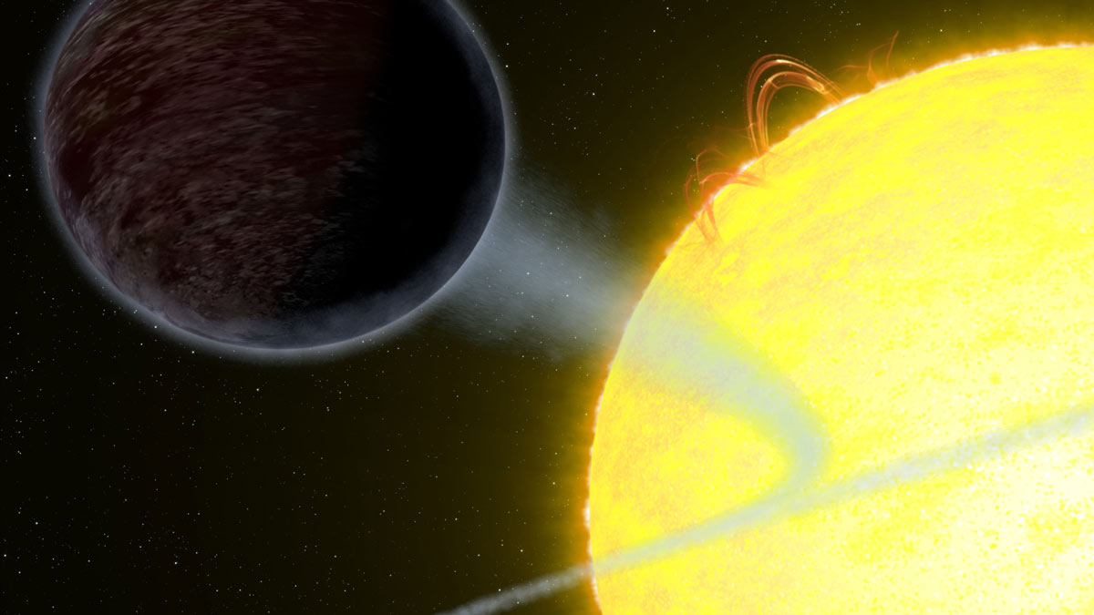 Artist’s impression of WASP-12b, an exoplanet recently studied by alumnus Taylor Bell [icon image] NASA, ESA and G. Bacon / STScl