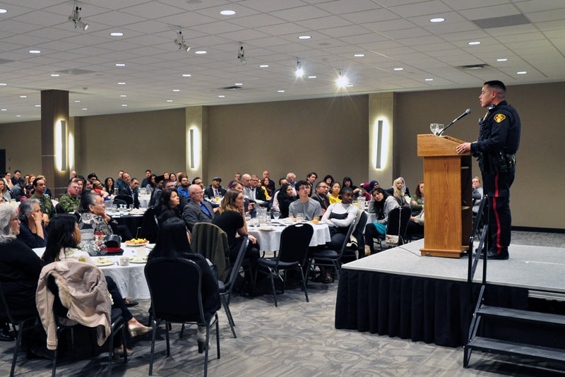 John Langan was the keynote speaker at the Saskatoon Police Service’s annual diversity breakfast on March 21, 2019. [icon image] Saskatoon Police Service