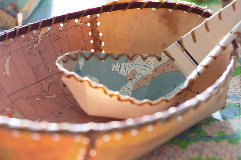 Bowl and spoon made of maps