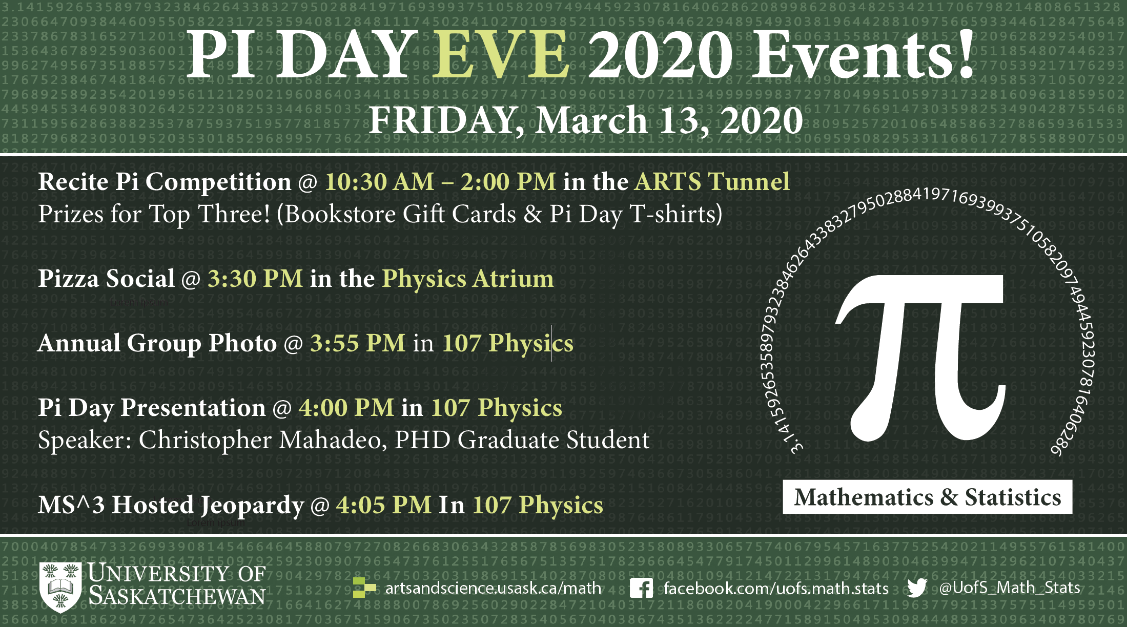 Pi Day Eve Celebration College of Arts and Science University of