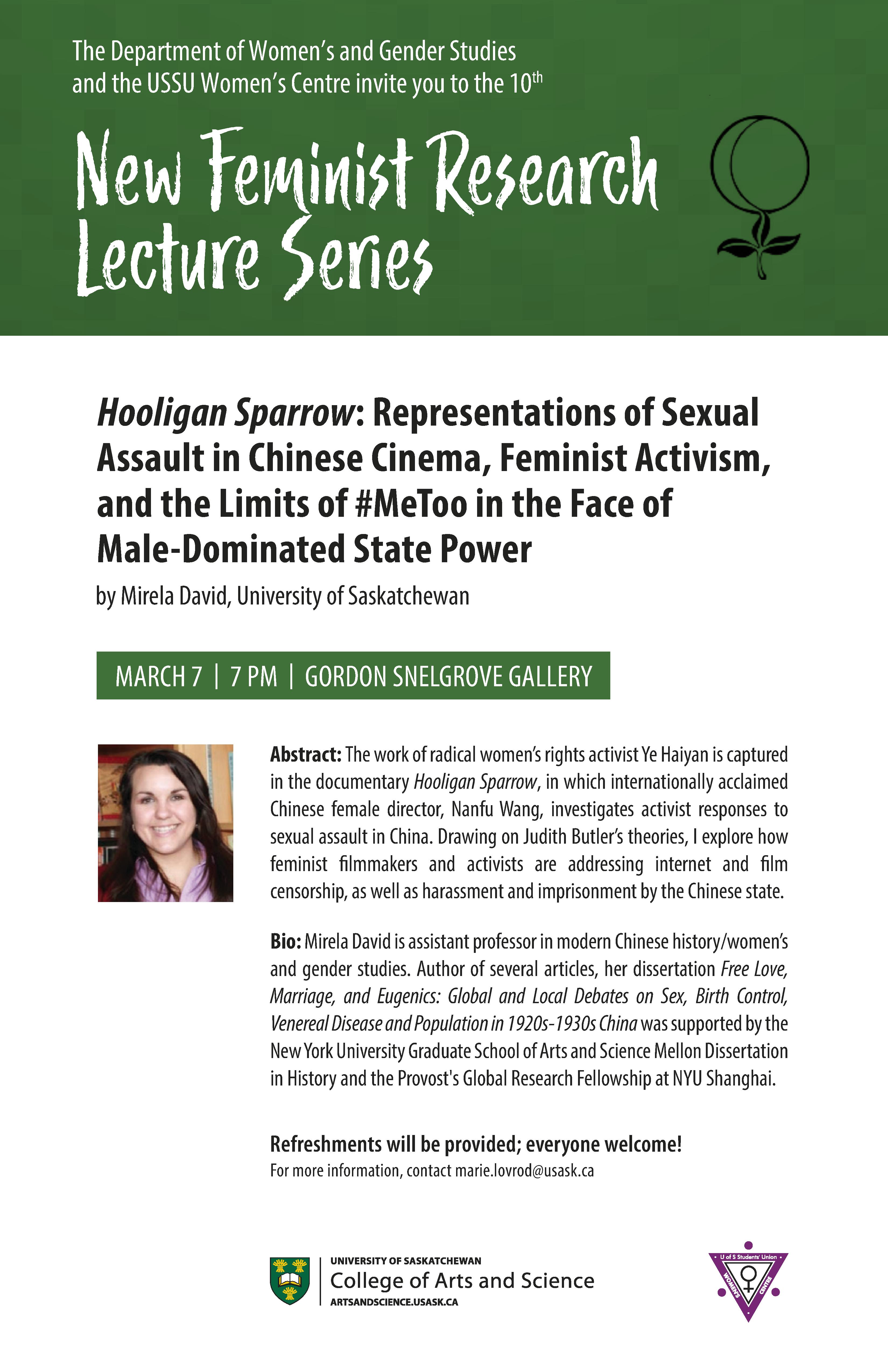New Feminist Research Lecture Series March 7th at 7:00 p.m. - College ...