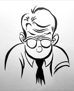 cartoon man in glasses