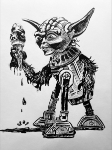 Yoda, R2D2, gorilla mashup character