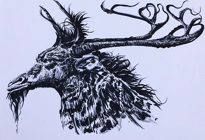 drawing of horned creature