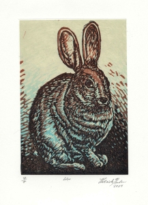 block print of a rabbit