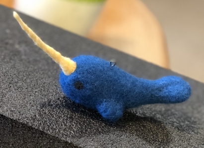 felted blue narwhal