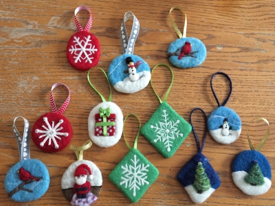 felted holiday ornaments